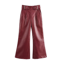 Women's High-Waisted Faux Leather Pants - Sofia